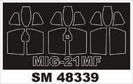  Montex Masks  1/48 Mikoyan MiG-21 (exterior and interior) canopy masks MXSM48339
