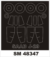 Saab J29 (exterior and interior) canopy masks (designed to be used with AZ Model kits) #MXSM48347