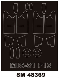  Montex Masks  1/48 Mikoyan MiG-21F-13 (exterior and interior) canopy masks MXSM48369