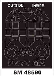 Republic P-47D-11RE Thunderbolt  canopy frame paint mask (inside and outside) #MXSM48590