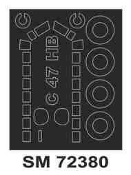 Douglas C-47A wheels, side windows and canopy frame paint masks (outside) #MXSM72380