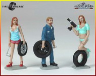  Motorhead Miniatures  1/24 Tire Brigade Figures Set: Meg, Gary & Michele w/Tires & Tools MOH775