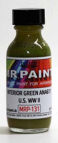  MRP/Mr Paint  NoScale MRP131 - WW2 US Interior Green ANA611 FS34151 30ml (for Airbrush only) MRP131