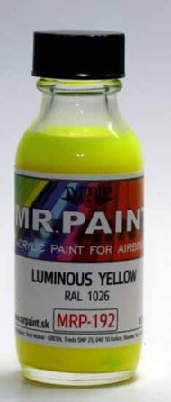  MRP/Mr Paint  NoScale MRP192 - Luminous Yellow RAL1026 30ml (for Airbrush only) MRP192