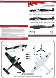  Owl Decals  1/72 Messerschmitt Bf.110C (W. Mlders) Bf 110 C-1, 2N+GH OWLDA72018