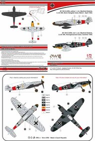  Owl Decals  1/72 Messerschmitt Bf.109G-6 (M. Dieterle) Red 1 or yellow 1 (JG 300) OWLDA72019