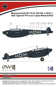  Owl Decals  1/48 Messerschmitt Bf.110D-0 Dackelbauch (Lippe-Wiessenfeld) OWLDS4810