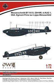  Owl Decals  1/72 Messerschmitt Bf.110D-0 Dackelbauch (Lippe-Wiessenfeld) OWLDS7210