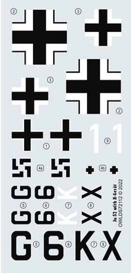  Owl Decals  1/72 Junkers Ju.52/3m with X great G6+KX (white 1) OWLDS72112