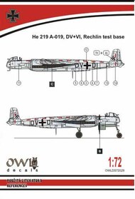  Owl Decals  1/72 Heinkel He.219V-019 DV+VI (catapult test machine) OWLDS7229