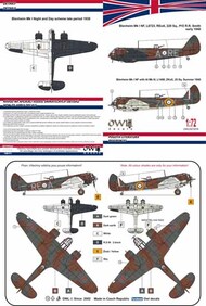  Owl Decals  1/72 Bristol Blenheim Mk.I NF Part III REoA (Smith) or ZKoX with AI Mk.III OWLDS7278
