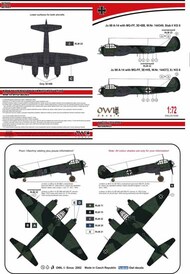  Owl Decals  1/72 Junkers Ju.88A-14 with MG FF (KG 6) 3E+BB or 3E+HS OWLDS7280