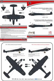  Owl Decals  1/72 Dornier Do.215B Part I Do.215B-5 (G9+NM-Gildner or R4+DC with MG-FF) OWLDS7293