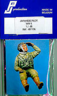 IJN pilot WWII seated in aircraft with hand raised to protect his eyes from the sun #PJ481106