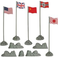  Playsets  54mm WWII Allies & Axis Flags (5) w/Rock-Type Bases (Bagged) (BMC Toys) PYS67083