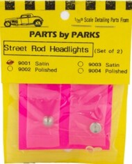  Parts By Parks  1/25 Street Rod Headlights - Cone Back - (Satin Finish) (2) PBP9001