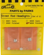  Parts By Parks  1/25 Street Rod Headlights - Round Back - (Polish Finish) (2) PBP9004