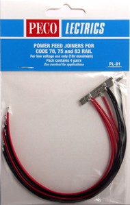 O/HO Code 70, 75, 83 Power Feed Rail Joiners (4prs) #PECPL81