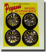  Pegasus Car Accessories  1/24 Blingz Chrome Spinning Centers w/Tires PGH2365