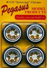  Pegasus Hobbies  1/24-1/25 Sovereign Chrome Rims w/Tires (4) PGH1123