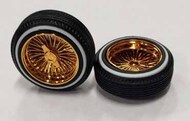  Pegasus Hobbies  1/24-1/25 Dz's Style Gold Shallow Rims w/Whitewall Tires (4) PGH1314