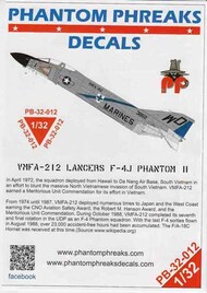  Phantom Phreaks Decals  1/32 F-4J Phantom II VF-212 Lancers PPD32012