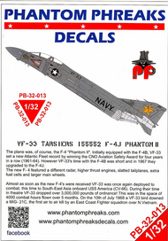  Phantom Phreaks Decals  1/32 F-4J Phantom II VF-33 Tarsiers PPD32013