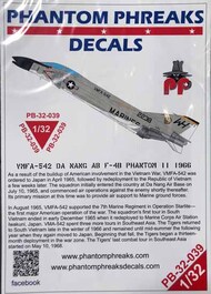  Phantom Phreaks Decals  1/32 F-4B Phantom II VMFA-542 Da Nang AB 1966 PPD32039