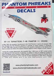  Phantom Phreaks Decals  1/32 F-4B Phantom II VF-14 Tophatters 152292 PPD32044