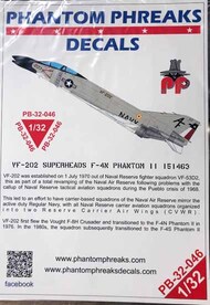  Phantom Phreaks Decals  1/32 F-4N Phantom II VF-202 Superheads 151463 PPD32046