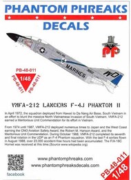  Phantom Phreaks Decals  1/48 F-4J Phantom II VMFA-212 Lancers PPD48011