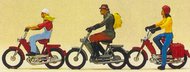  Preiser  HO Riders on Mopeds (3) PRZ10125