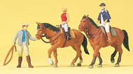  Preiser  HO Riders Mounted on Horses (2ea) & Trainer PRZ10502
