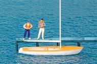 Sailboat w/2 Figures Standing Putting on Life Jackets #PRZ10678