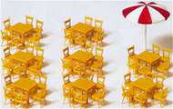  Preiser  HO 8-Tables, 48-Chairs & 1-Umbrella (Kit) PRZ17201