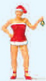 Female in Christmas Dress & Santa's Hat Ringing Bell #PRZ29088