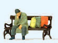  Preiser  HO Homeless Man on Bench PRZ29094