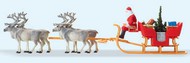  Preiser  HO Santa on Sleigh w/Gifts & 4 Reindeer PRZ30399