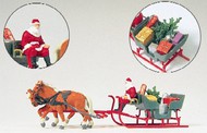  Preiser  HO Horse Drawn Sleigh w/Santa, Tree, Gifts Christmas PRZ30448