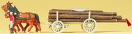  Preiser  HO Horse Drawn Log Wagon w/Man Walking PRZ30465