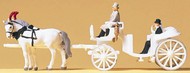  Preiser  N Horse Drawn Open White Coach w/Rider, Bride & Groom PRZ79479