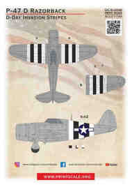 Republic P-47D Thunderbolt Razorback. D-Day Invasion Stripes #PSL14425