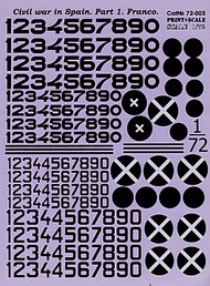  Print Scale Decals  1/72 Numbers and National Insignia Condor Legion PSL72003