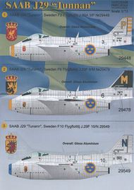  Print Scale Decals  1/72 Saab J-29 'Tunnan' PSL72038