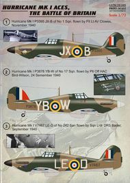  Print Scale Decals  1/72 Hawker Hurricane Mk.I Battle Of Britain Aces PSL72065