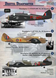  Print Scale Decals  1/72 Bristol Beaufighter: 1. Beaufighter Mk.IF, X7 PSL72082