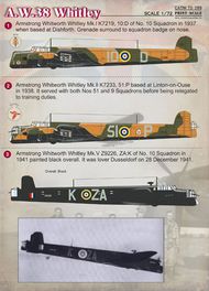  Print Scale Decals  1/72 Armstrong-Whitworth A.W.38 Whitley: Whitley M PSL72099