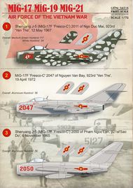  Print Scale Decals  1/72 MIG Air force of the Vietnam war: 1. Shenyang PSL72116