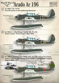  Print Scale Decals  1/72 Arado Ar 196: 1. Ar.196A-? Nr. T3+IH Aircraf PSL72119