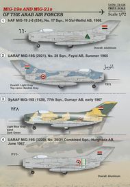  Print Scale Decals  1/72 MiG-19s and MiG-21s of the Arab Air Force PSL72126